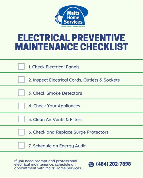 electrical preventive maintenance checklist pdf.